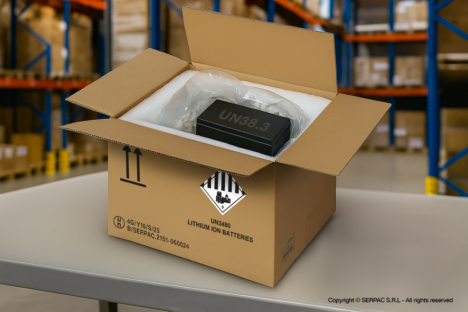 Imballare e spedire batterie al litio testate UN38.3